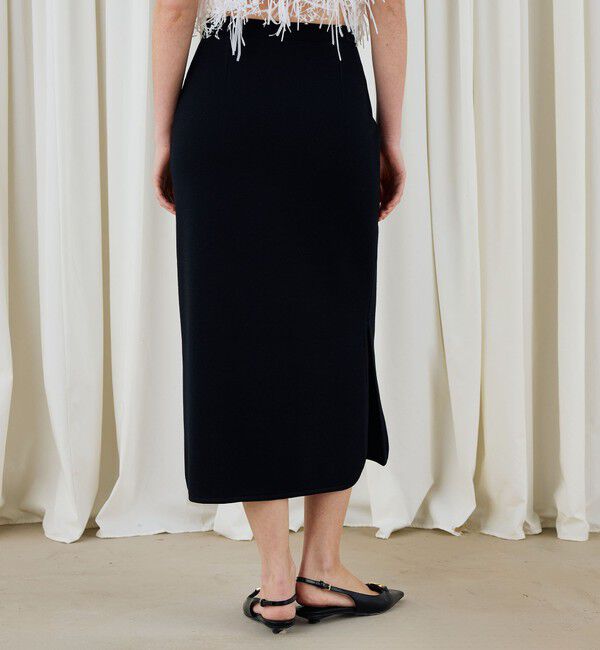 DES PRES「レーヨンナイロンダブルフェイス Aラインミディスカート」|台形|