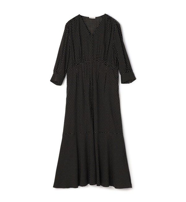 Ballsey「ドットプリント Vネックマーメイドワンピース」|ワンピース|18 ブラック系