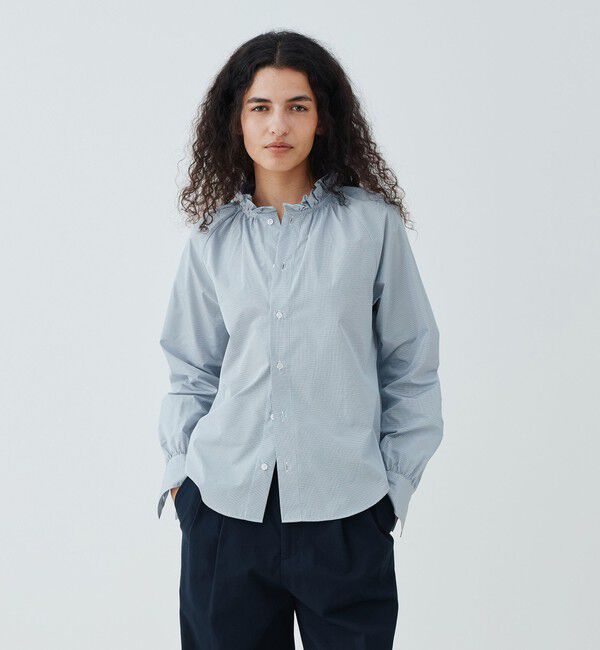 GALERIE VIE「ライトタフタ ギャザーカラーブラウス」|シャツ・ブラウス|