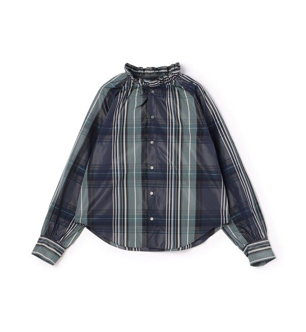 GALERIE VIE「ライトタフタ ギャザーカラーブラウス」|シャツ・ブラウス|64 ブルー系