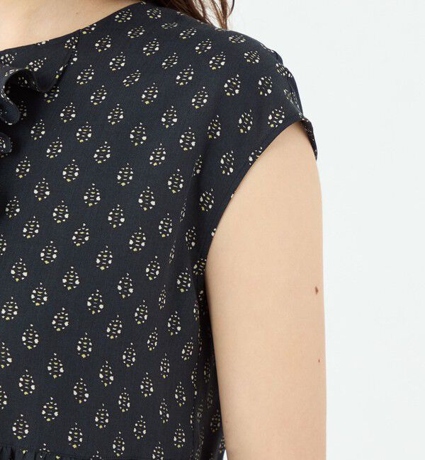 SOULEIADO「レーヨンプリント アシンメトリーフリルブラウス」|シャツ・ブラウス|