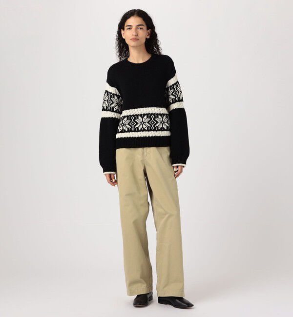 GALERIE VIE「モノトーンジャカード クルーネックプルオーバー」|ニット・セーター|