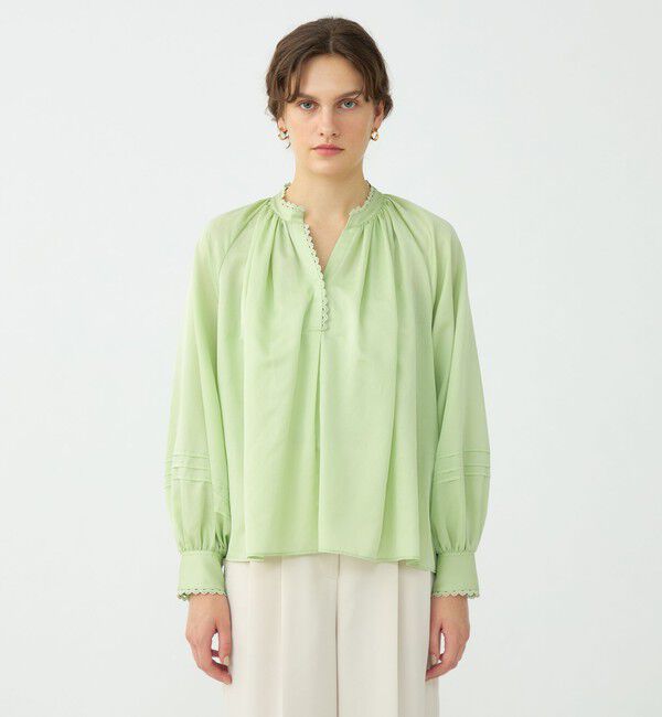 Ballsey「【WEB先行予約】コットンシルクサテン スキッパーブラウス」|シャツ・ブラウス|