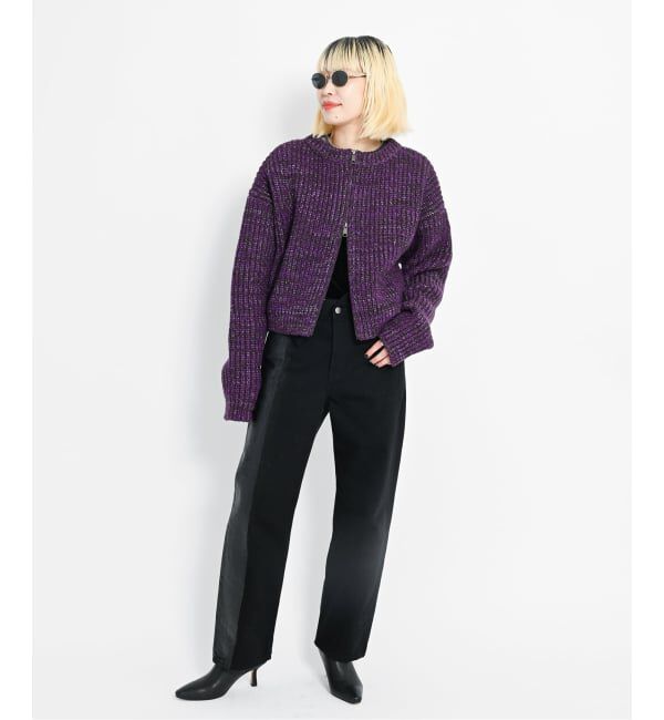  「AZE BULKY ZIP カーディガン：ニット」|ニット・セーター|