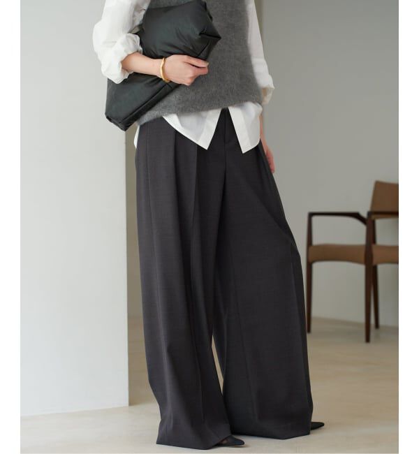 Plage「WO SE 2Tuck Wide パンツ」|スラックス|