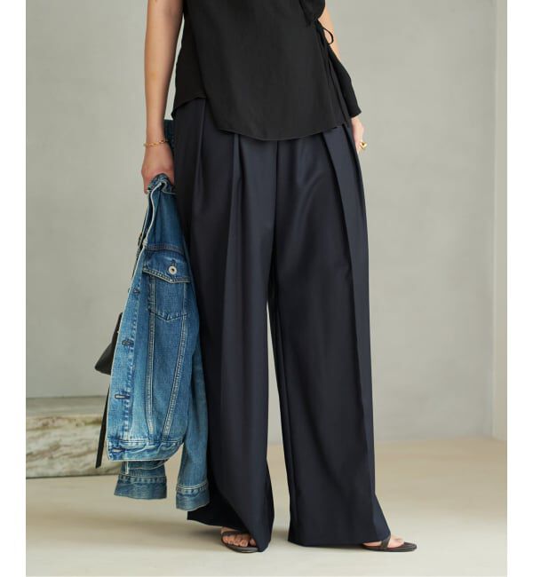 Plage「WO SE 2Tuck Wide パンツ」|スラックス|