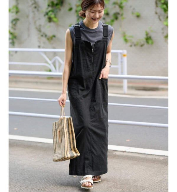 SLOBE IENA「《WEB限定/追加》アイラインジャンパースカート」|ワンピース|ブラック