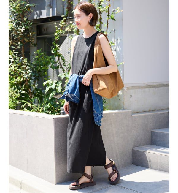 SLOBE IENA「《WEB限定/追加》リネンレーヨンノースリーブナローワンピース」|ワンピース|