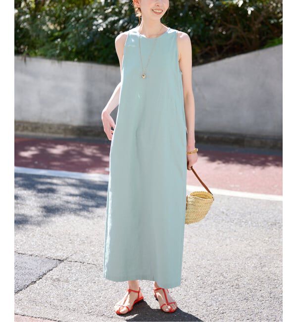 SLOBE IENA「《WEB限定/追加》リネンレーヨンノースリーブナローワンピース」|ワンピース|