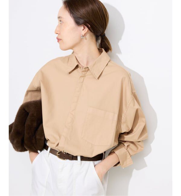 SLOBE IENA「ファインOXルーズフィットシャツ」|シャツ・ブラウス|ベージュ