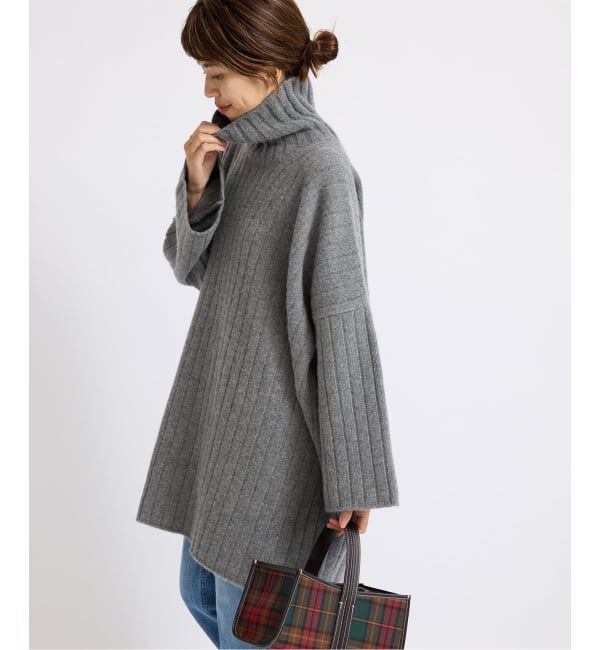 IENA「ワイドリブBIGプルオーバー」|ニット・セーター|グレー