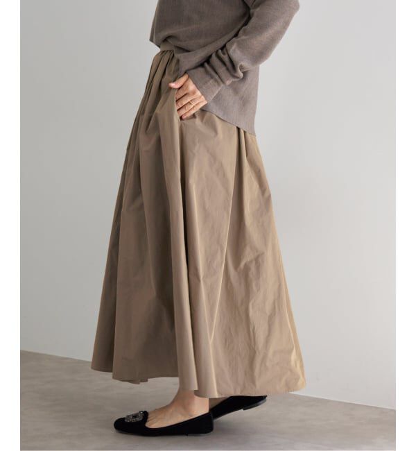 IENA「《追加2・一部店舗限定》タフタフレアスカート」|スカート|ブラウン A