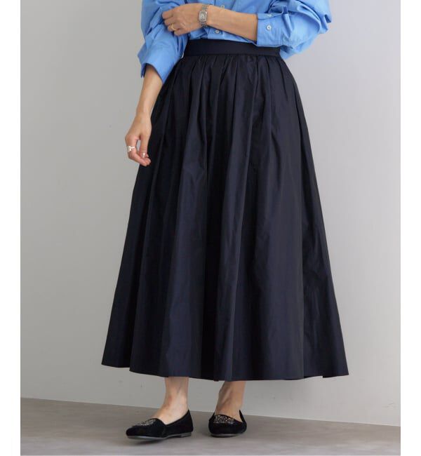 IENA「《追加2・一部店舗限定》タフタフレアスカート」|スカート|ネイビー