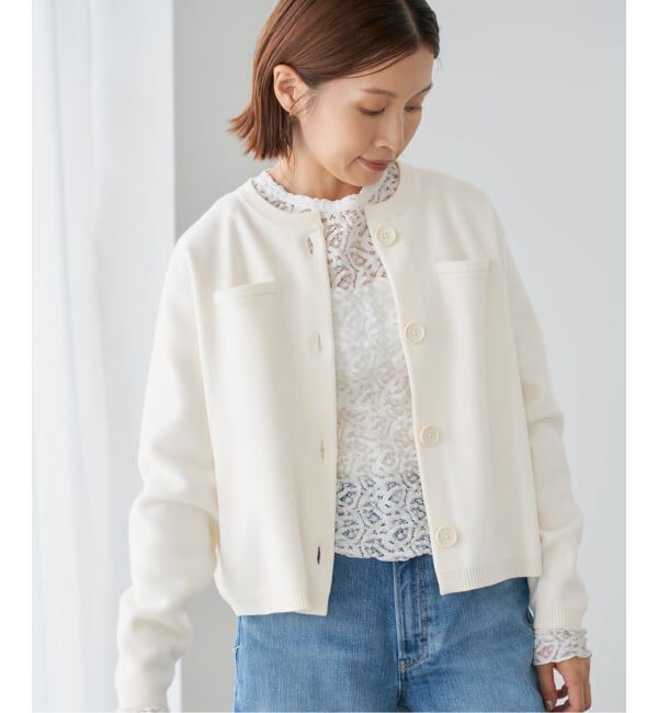IENA「《追加》スーパーファインスムースクルーカーディガン」|カーディガン|