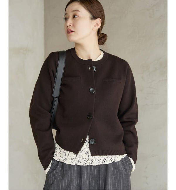 IENA「《追加》スーパーファインスムースクルーカーディガン」|カーディガン|