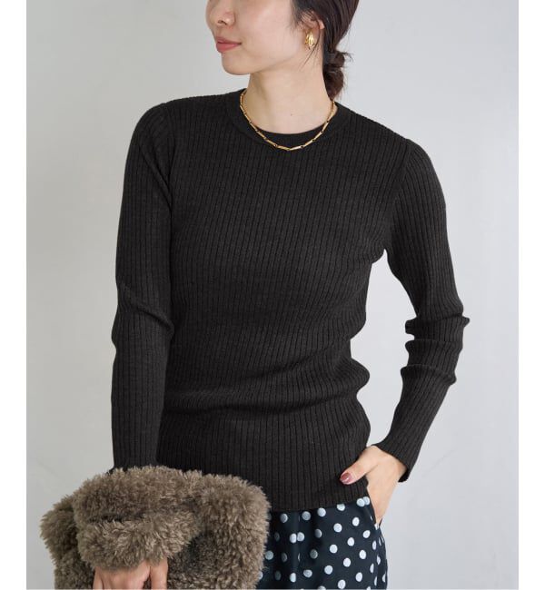 IENA「EXメリノリブ クルーネックプルオーバー」|ニット・セーター|