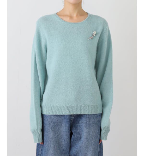 IENA「ブローチ付きベビーアルパカニット」|ニット・セーター|グリーン B