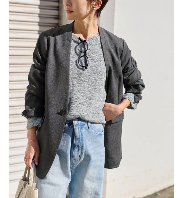 JOURNAL STANDARD relume「《追加》LINYツイルノーカラージャケット」|ノーカラージャケット|グレー