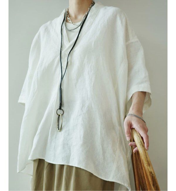 journal standard luxe「40リネンワッシャー Vスキッパーシャツ」|シャツ・ブラウス|ホワイト