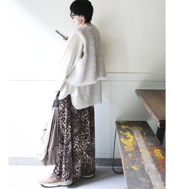 journal standard luxe「マットサテンレオパ マキシスカート」|スカート|