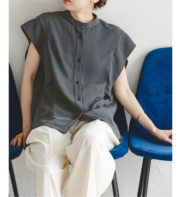 NOBLE「《WEB限定追加》スクエアースリーブフロントオープンブラウス」|シャツ・ブラウス|グレー
