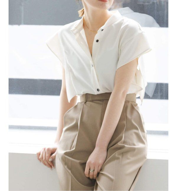 NOBLE「《WEB限定追加》スクエアースリーブフロントオープンブラウス」|シャツ・ブラウス|