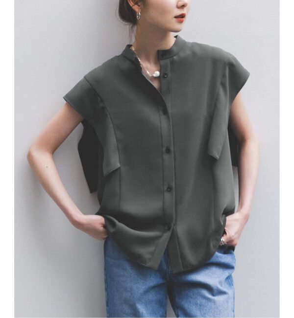 NOBLE「《WEB限定追加》スクエアースリーブフロントオープンブラウス」|シャツ・ブラウス|