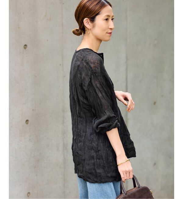 FRAMeWORK「≪追加≫LINENクレープヘンリーネックブラウス 2」|シャツ・ブラウス|