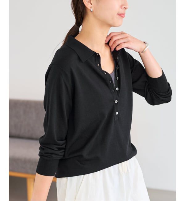 FRAMeWORK「イタリアヤーン basic ポロ衿プルオーバー」|ニット・セーター|