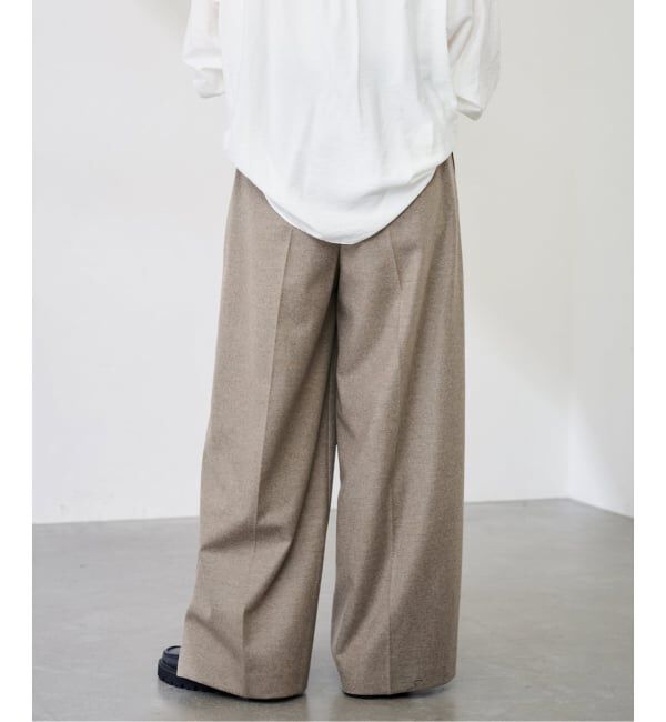 FRAMeWORK「カシミヤ混フラノワイドパンツ」|スラックス|
