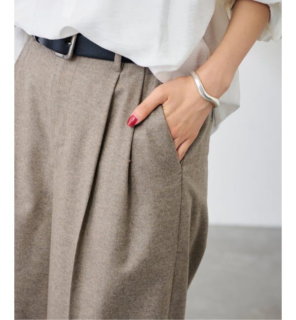 FRAMeWORK「カシミヤ混フラノワイドパンツ」|スラックス|