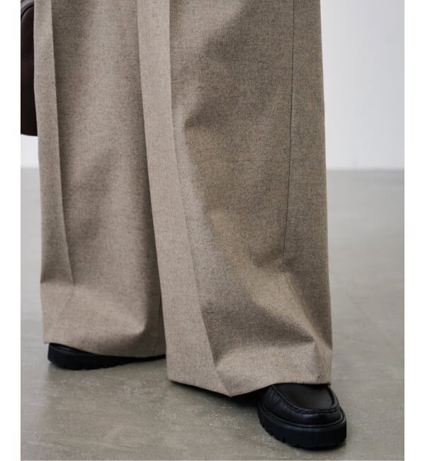 FRAMeWORK「カシミヤ混フラノワイドパンツ」|スラックス|
