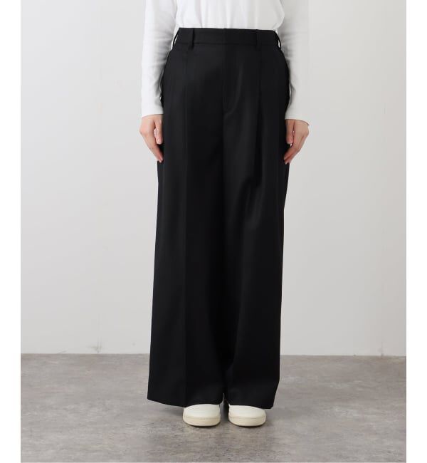 FRAMeWORK「カシミヤ混フラノワイドパンツ」|スラックス|