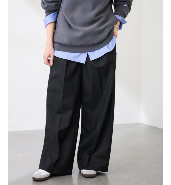 FRAMeWORK「カシミヤ混フラノワイドパンツ」|スラックス|