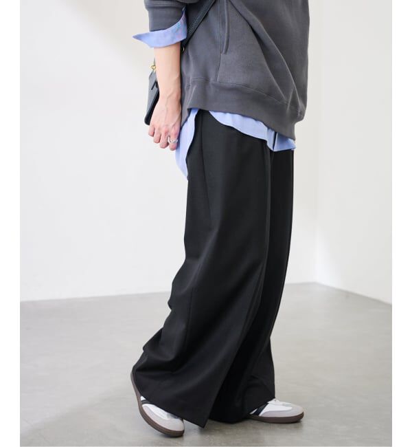 FRAMeWORK「カシミヤ混フラノワイドパンツ」|スラックス|