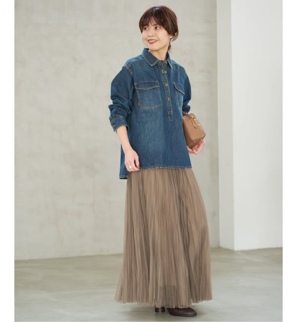 Spick and Span「《追加2》ランダムチュールプリーツスカート」|スカート|