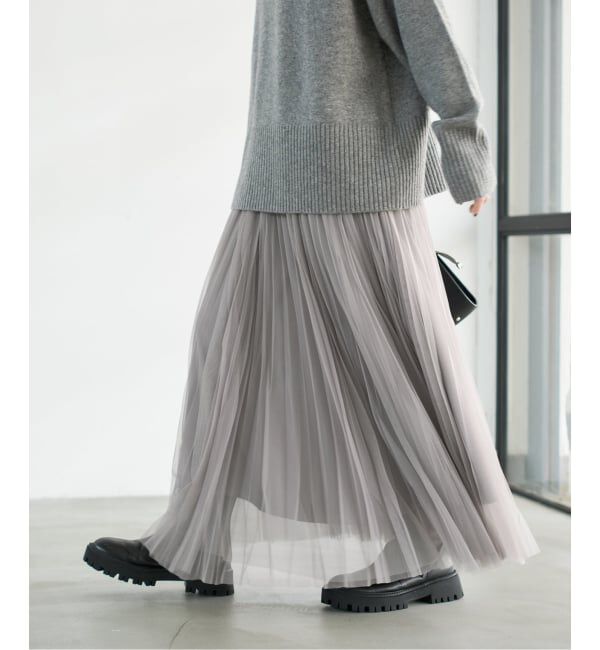Spick and Span「《追加2》ランダムチュールプリーツスカート」|スカート|