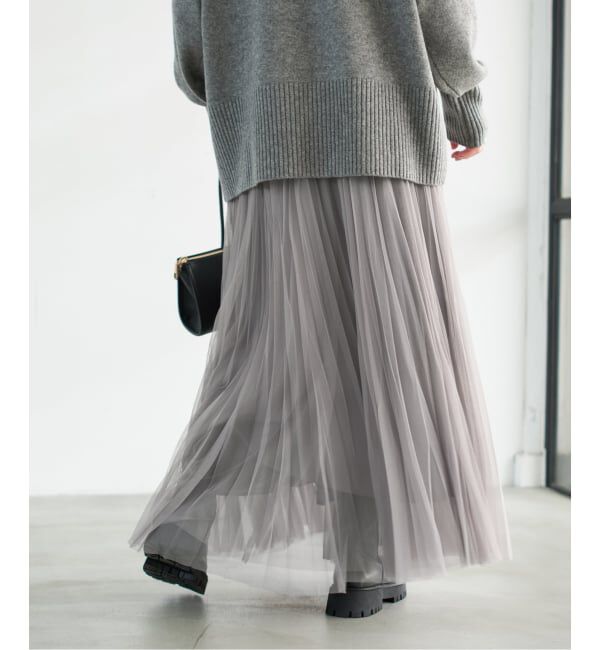 Spick and Span「《追加2》ランダムチュールプリーツスカート」|スカート|