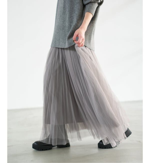 Spick and Span「《追加2》ランダムチュールプリーツスカート」|スカート|