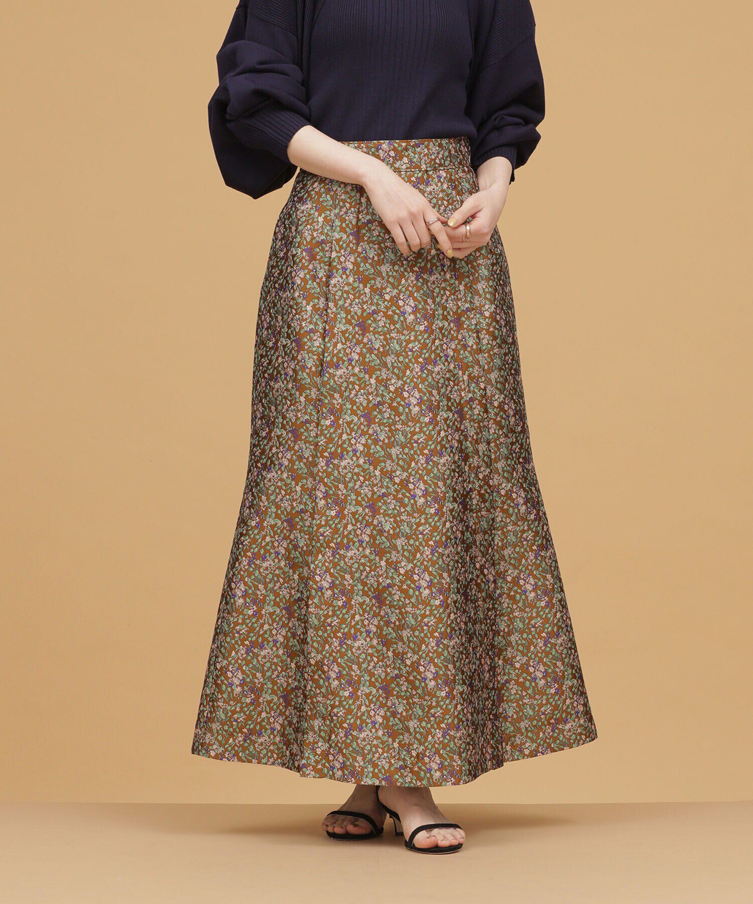 nano･universe「LB.03/フラワージャカードマーメイドスカート」|スカート|グリーン