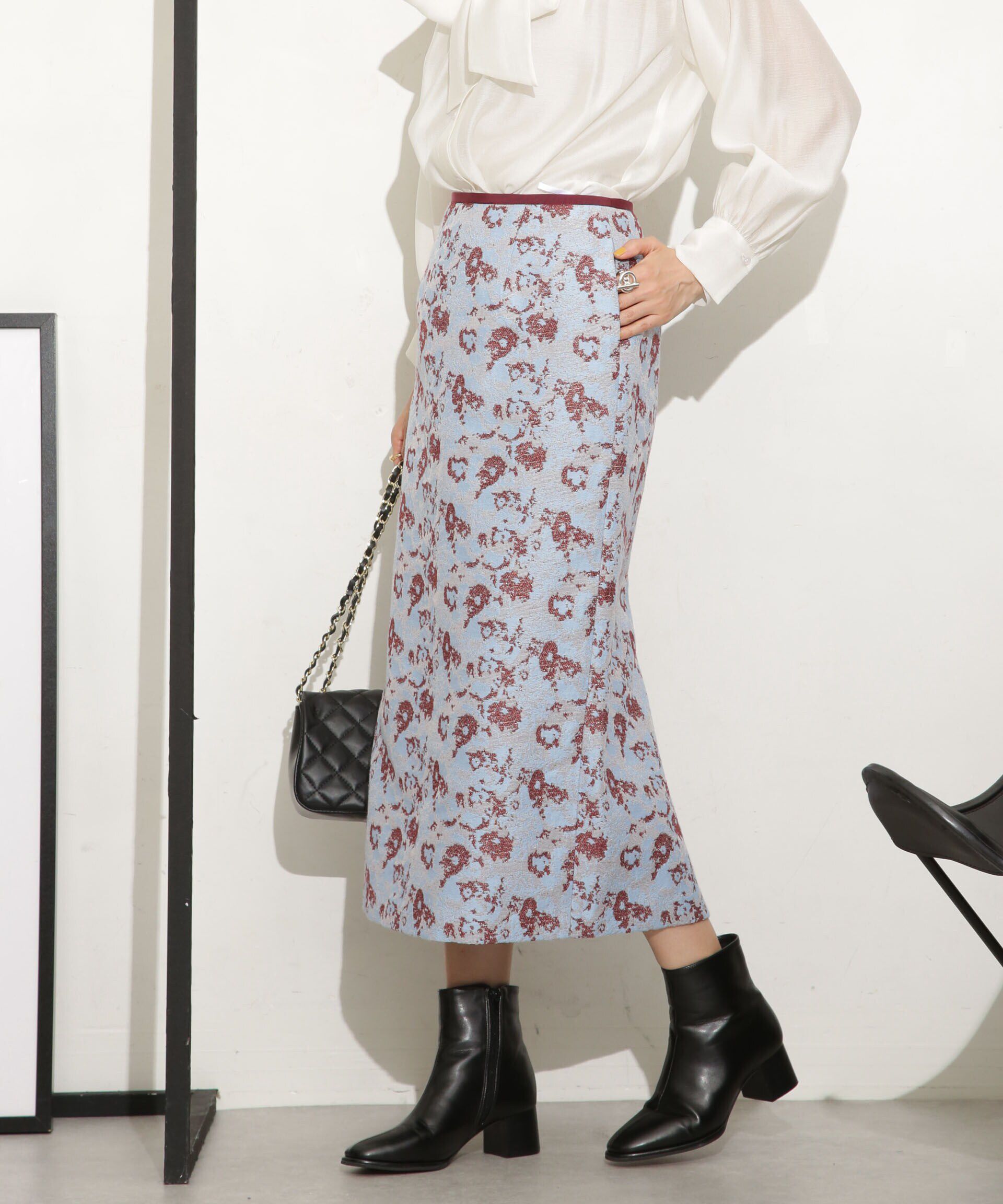 nano･universe「フラワージャカードタイトスカート」|スカート|パターン21