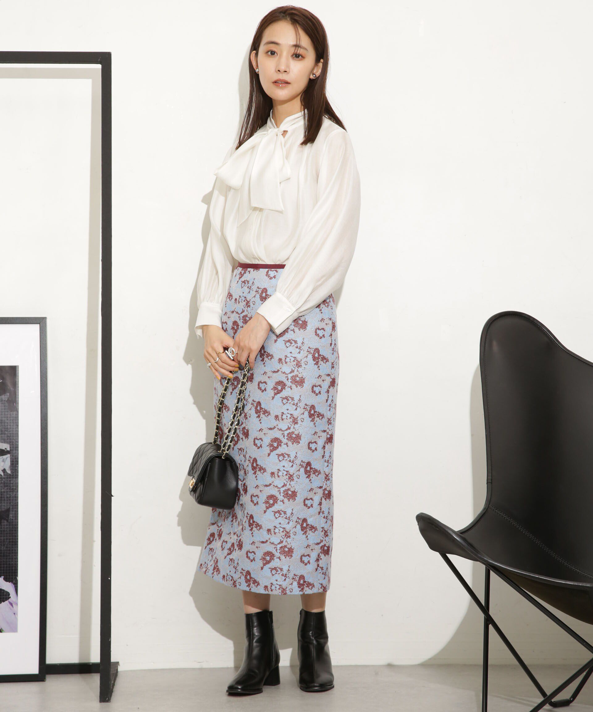 nano･universe「フラワージャカードタイトスカート」|スカート|