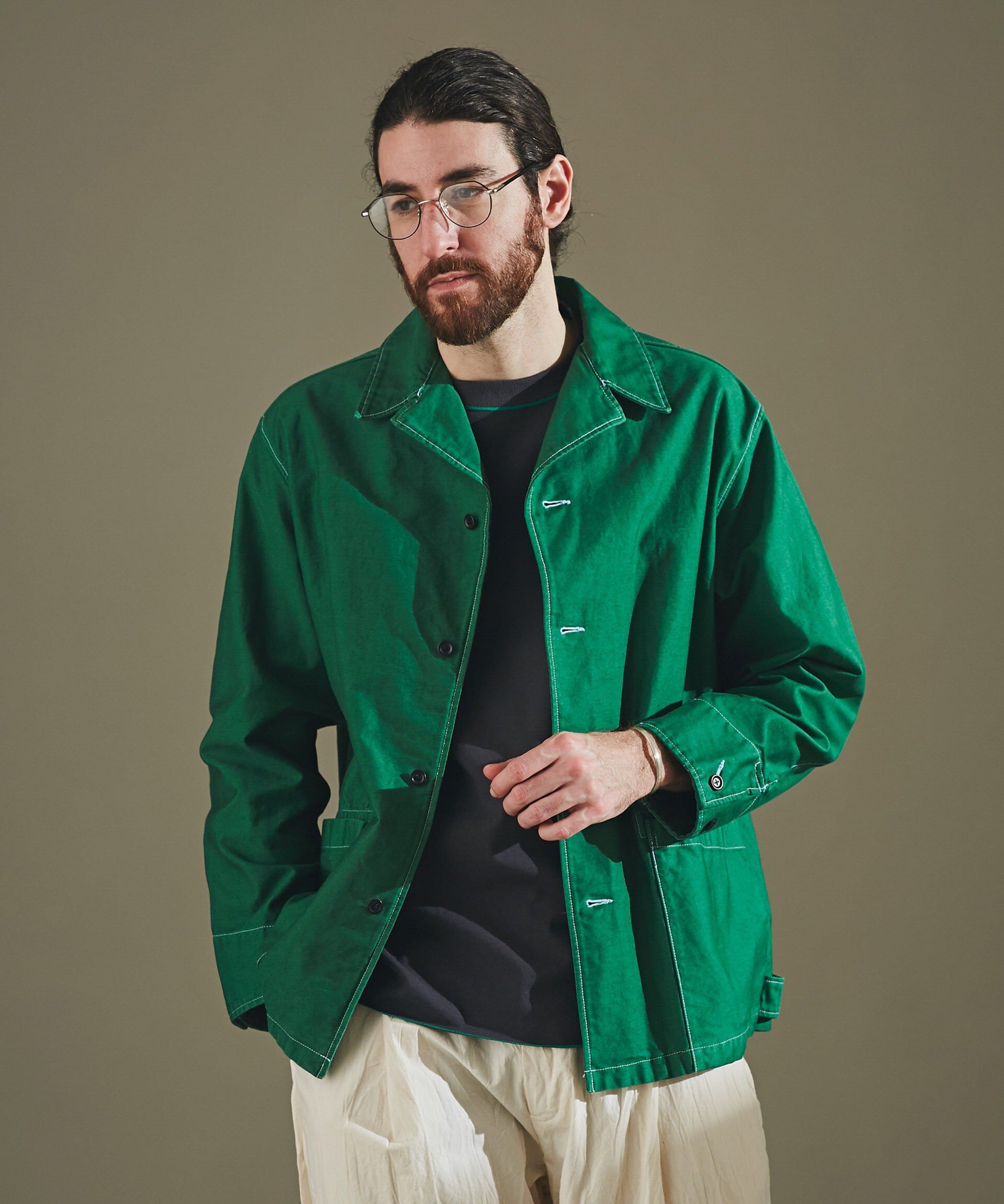nano･universe「モールスキンガーメントダイシャツブルゾン」|ブルゾン・スタジャン|グリーン
