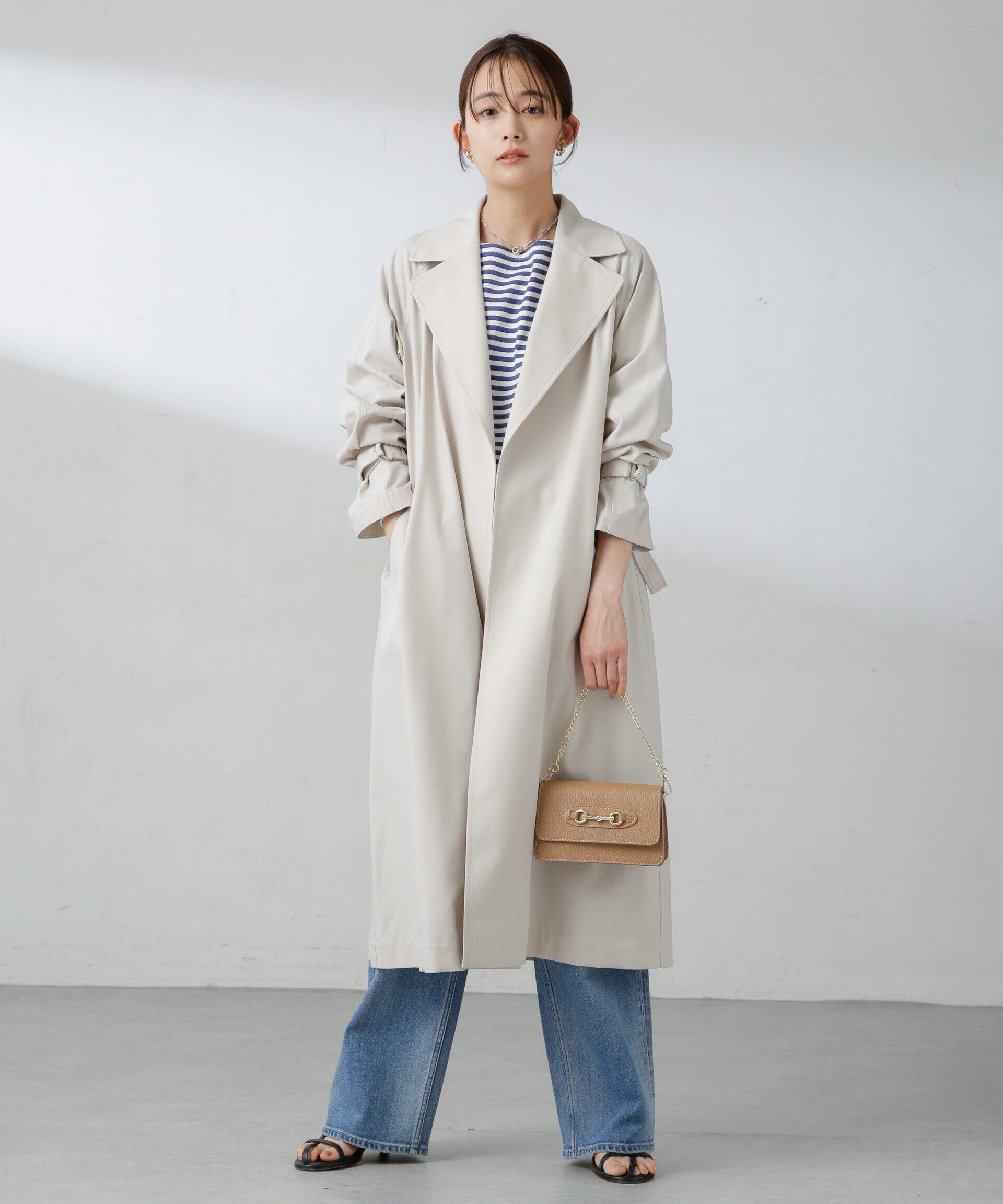 nano･universe「撥水撥油加工 ベルテッドカルゼコート」|トレンチコート|