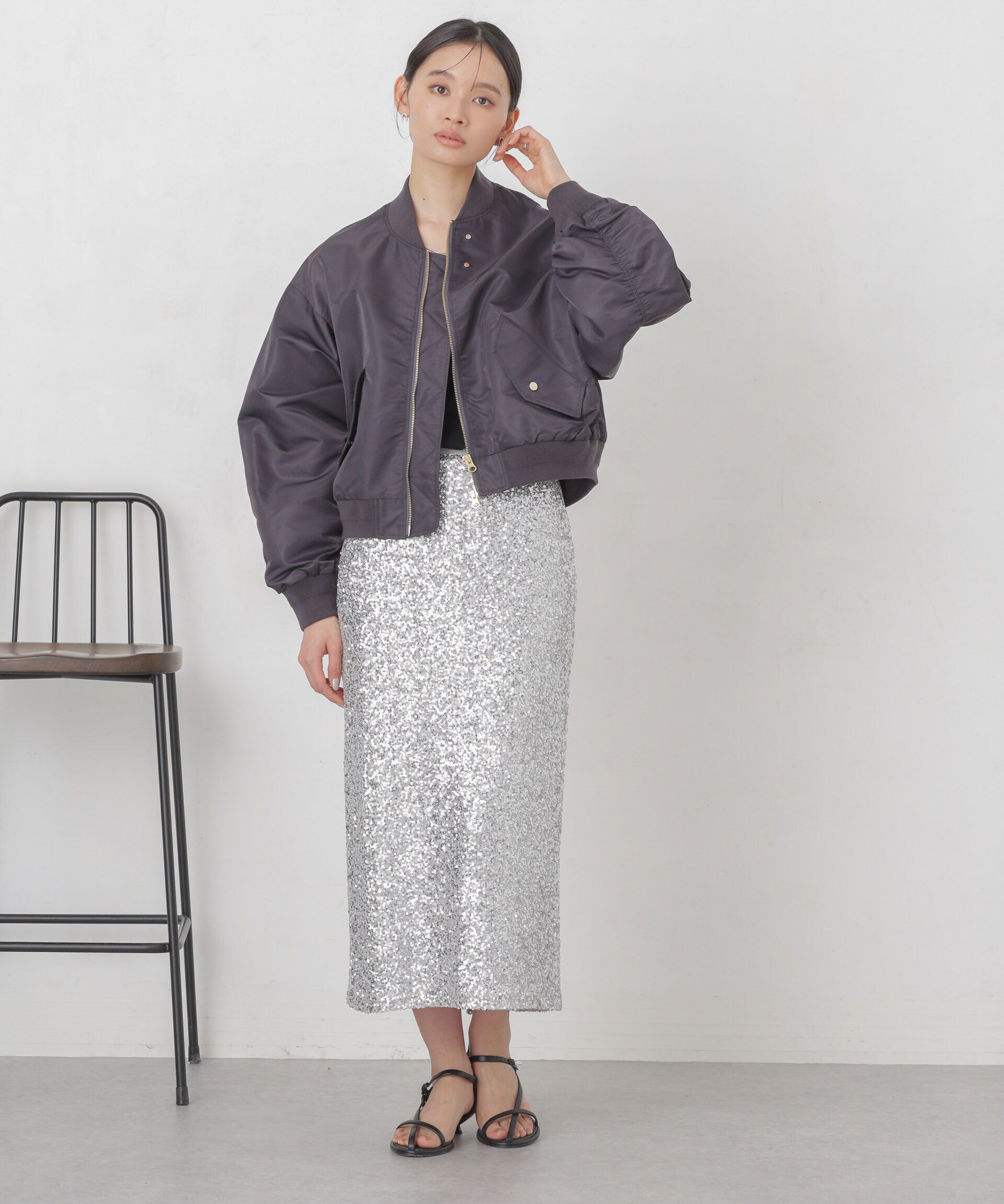 nano･universe「スパンコールIラインスカート」|スカート|