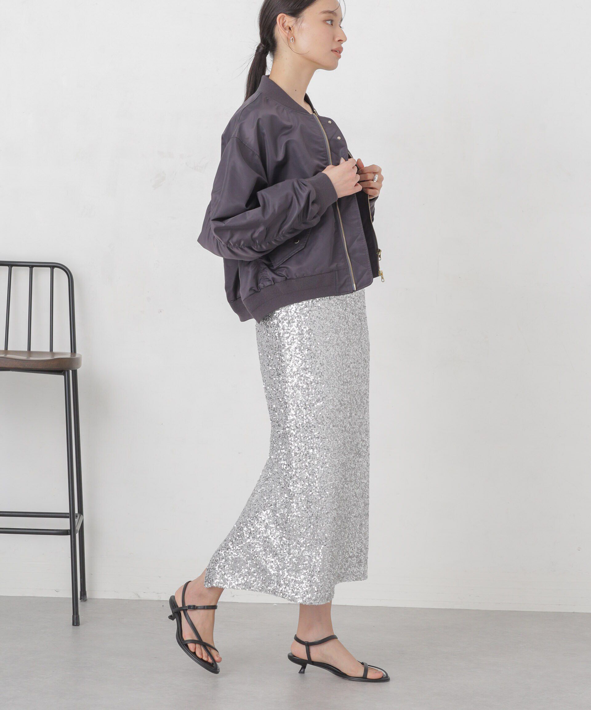 nano･universe「スパンコールIラインスカート」|スカート|