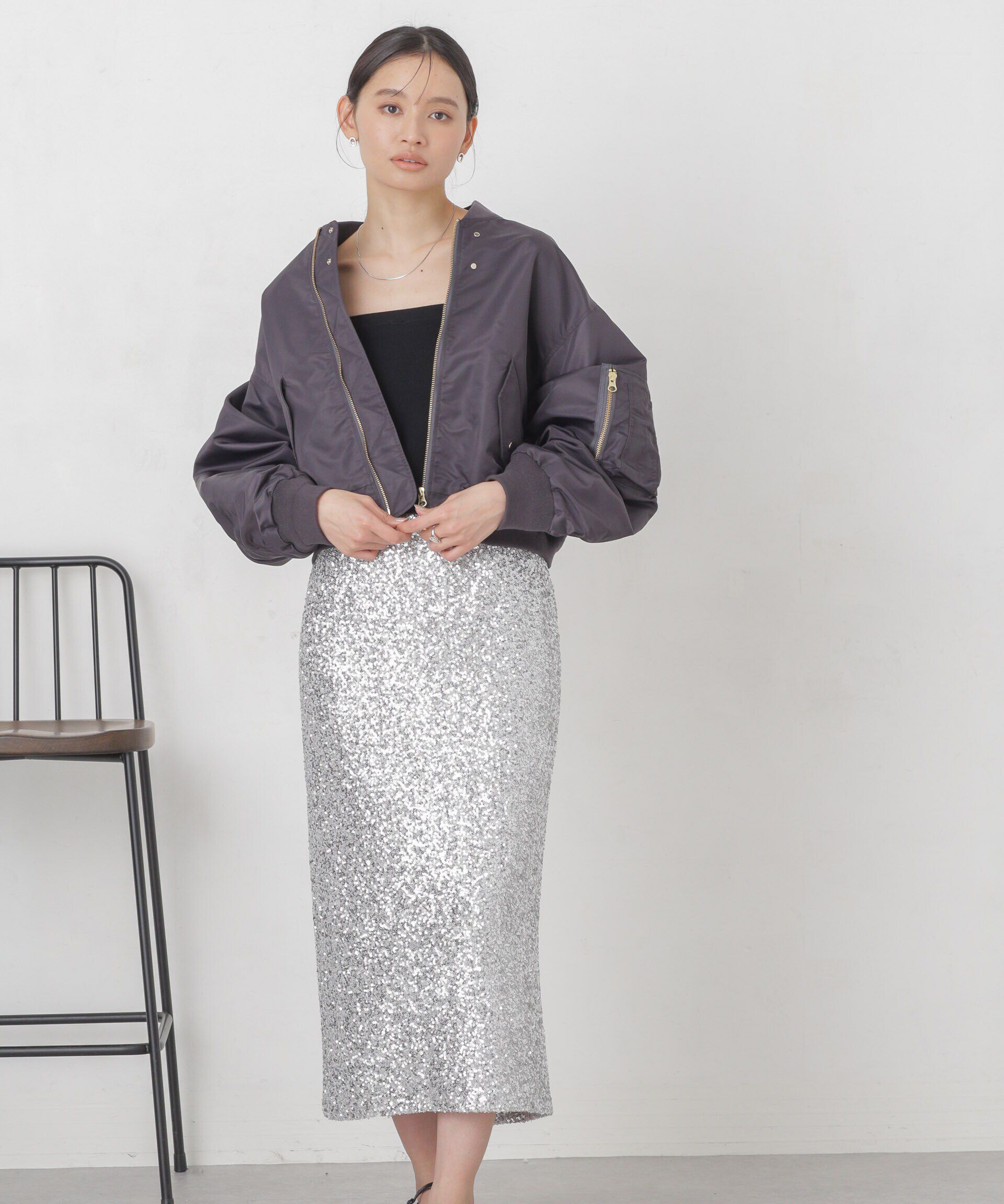 nano･universe「スパンコールIラインスカート」|スカート|