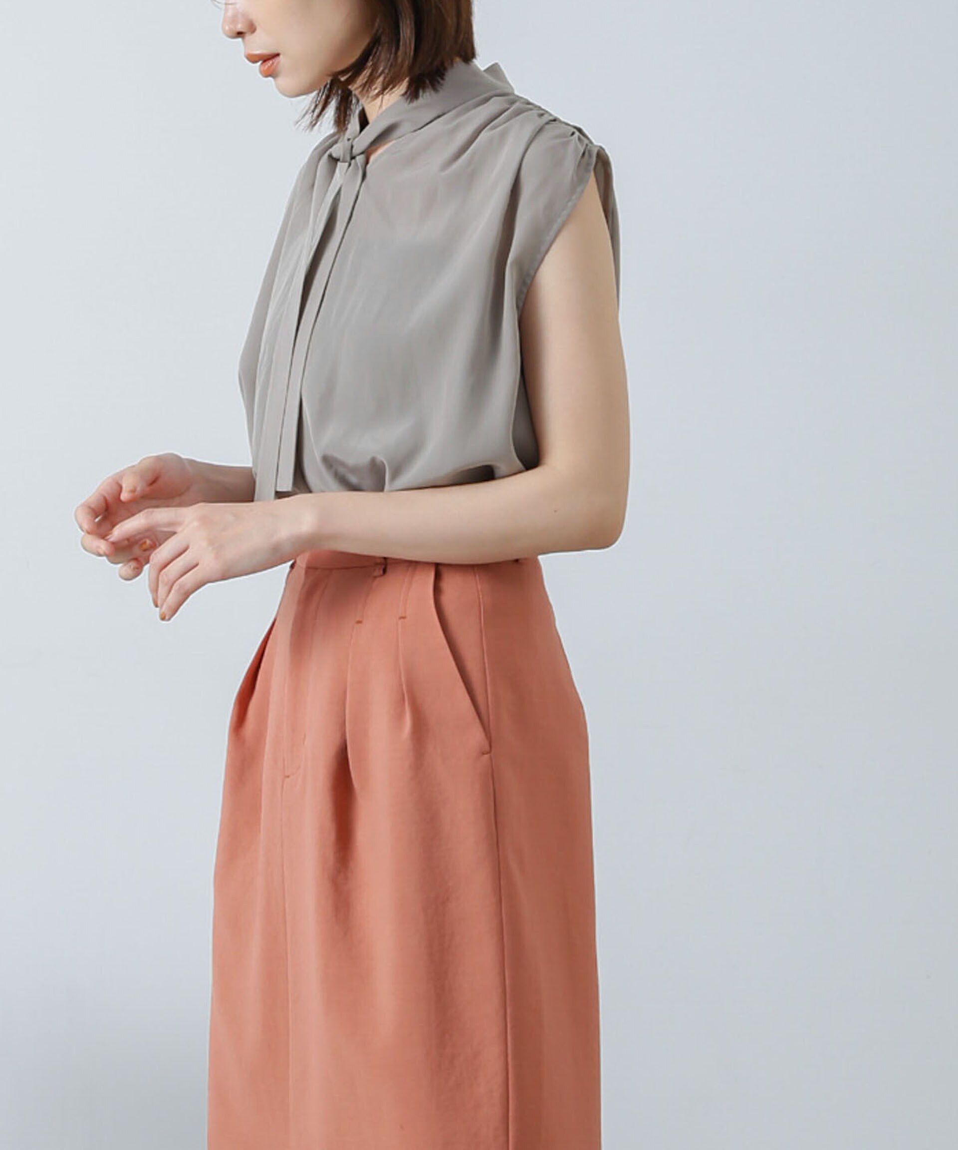 nano･universe「ショルダーギャザーボウタイブラウス」|シャツ・ブラウス|