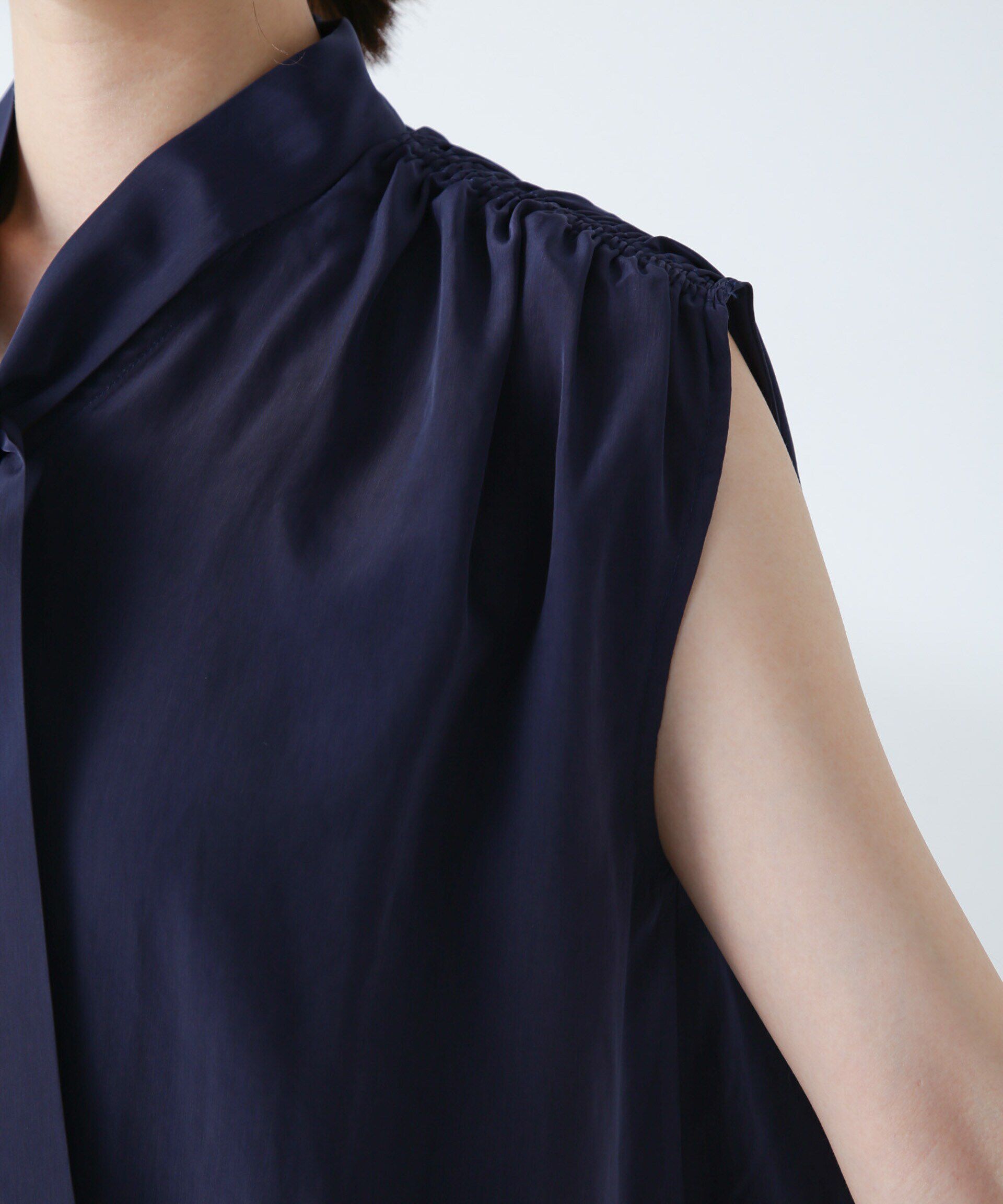 nano･universe「ショルダーギャザーボウタイブラウス」|シャツ・ブラウス|