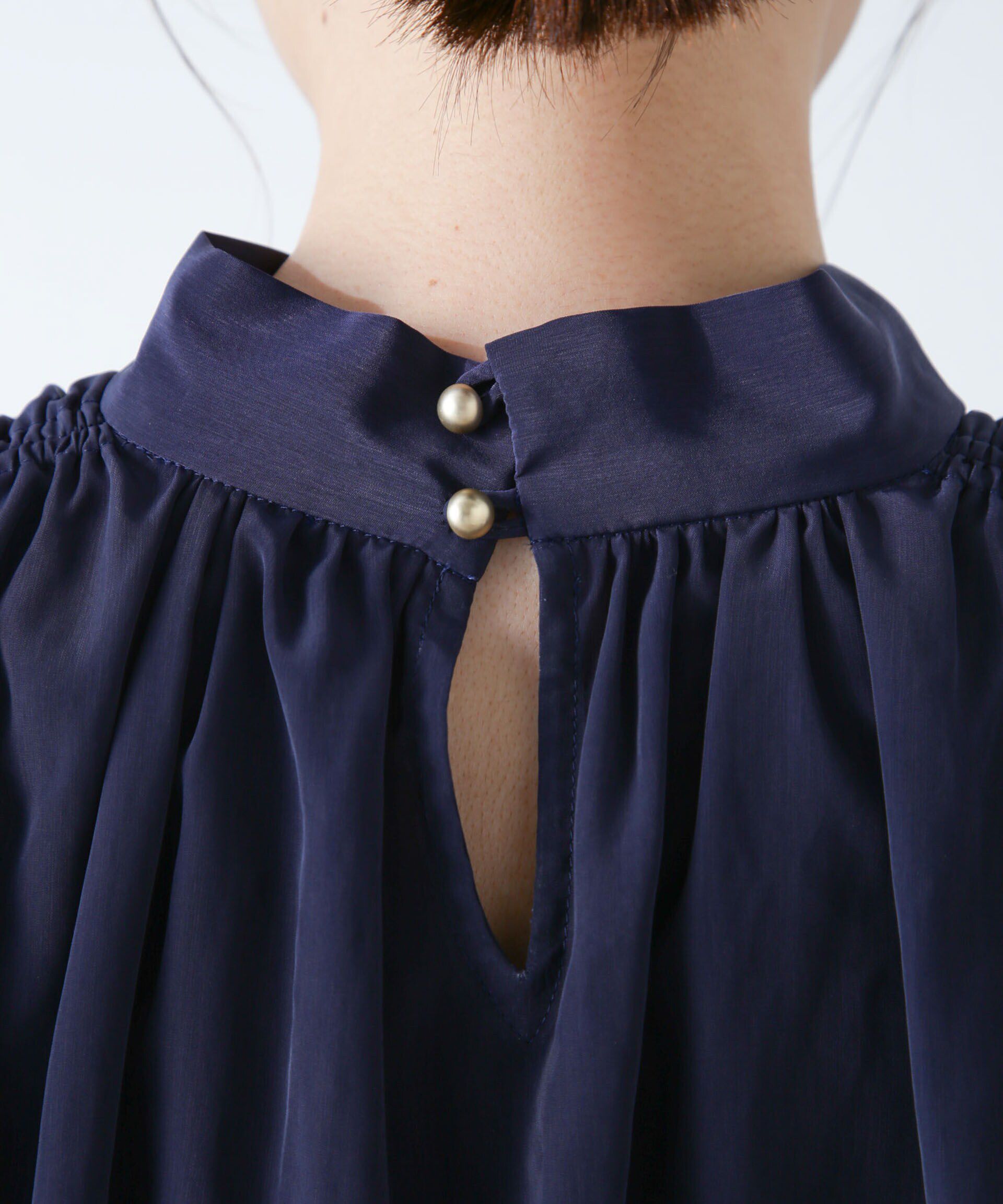 nano･universe「ショルダーギャザーボウタイブラウス」|シャツ・ブラウス|